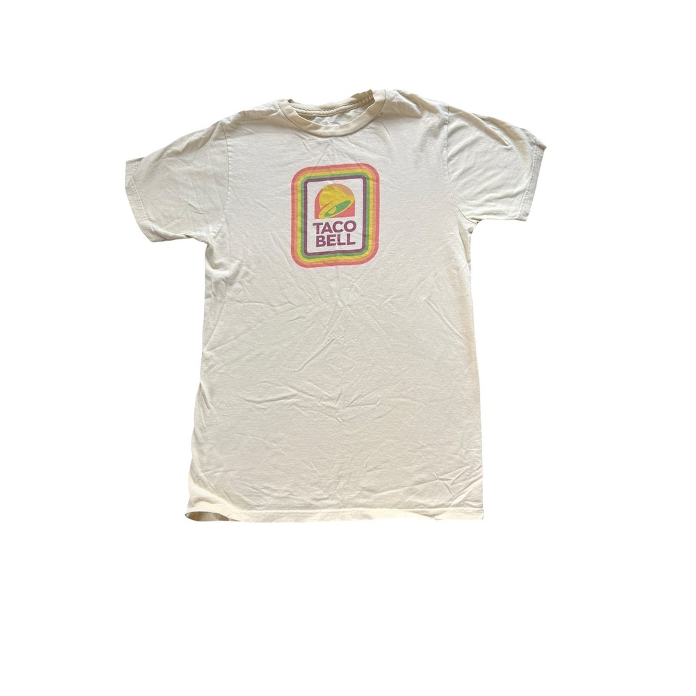 Vintage Taco Bell Retro Rainbow Logo Graphic T Shirt Womens Small Y2K Tee